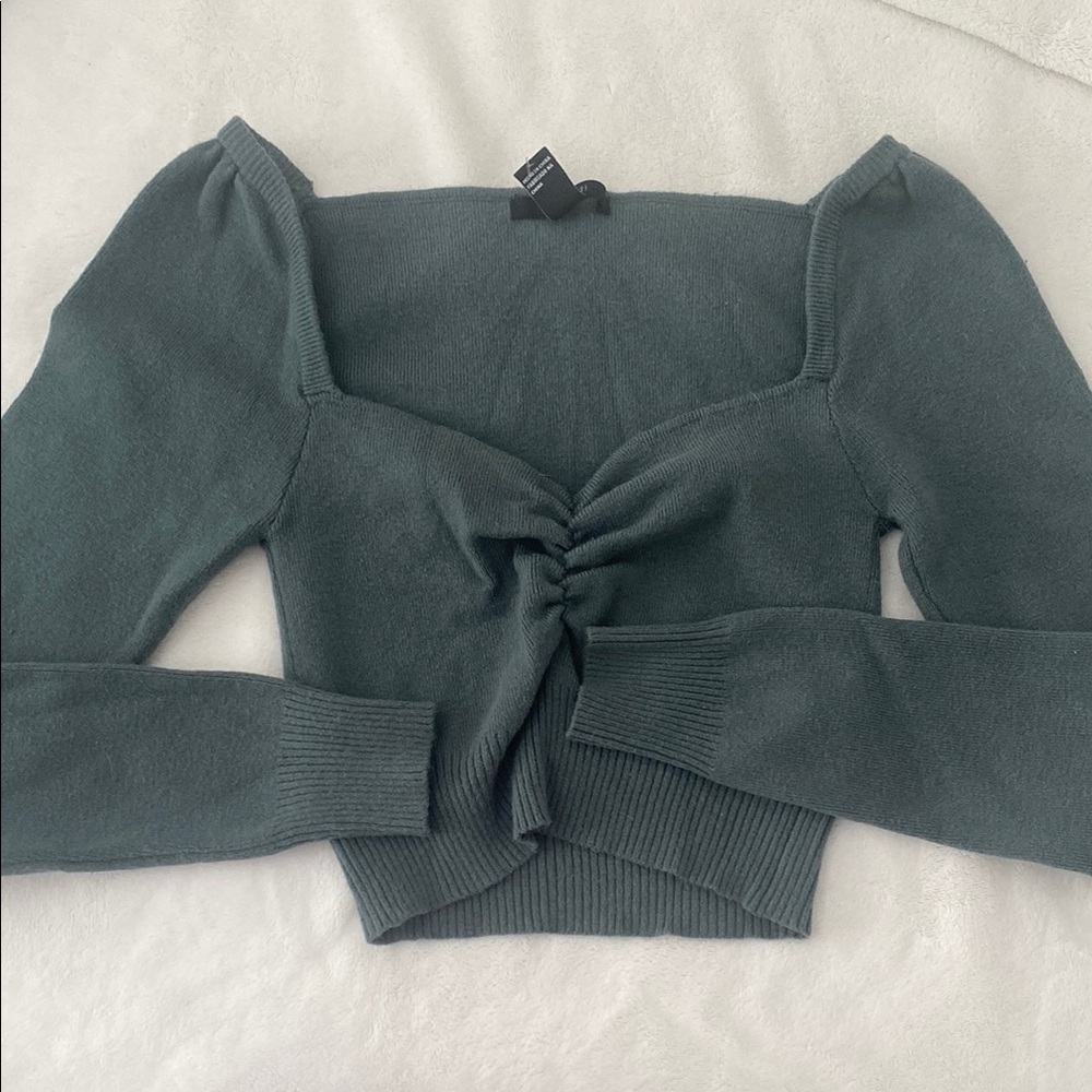 Forever 21 Teal Ruched Knit Top